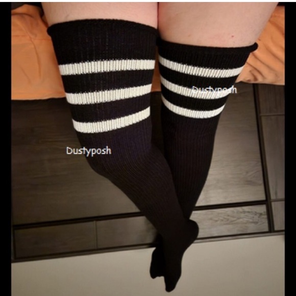Long Thigh High Loose Socks Cozy Over Knee white Red Black White Blue Queen Plus